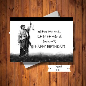 Cartão de aniversário engraçado para idosos, é melhor estar na colina do que embaixo dela Cartão, cartão digital, download instantâneo