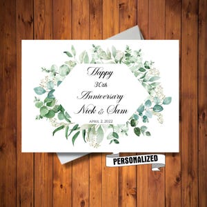 Personalized Anniversary Card, Custom Name and Date, Floral Heart Card, Anniversary Card for Couple, Custom Digital Card