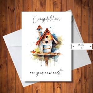 Gefeliciteerd met uw nieuwe Nest-kaart, eerste huis, nieuw huis, nieuw appartement, nieuw appartement, Inwijdingsfeestkaart, INSTANT DOWNLOAD
