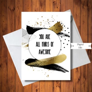 Thank You Card, You Are All Kinds Of Awesome,  I Appreciate You Card, Modern Card, Gift Card, Digital Card, Instant Download