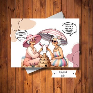 Cartão de aniversário engraçado, cartão de lista de balde engraçado, para mulher, aniversário marcante, cartão digital, download instantâneo