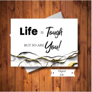 Je pense à toi carte, la vie est dure et toi aussi, Get Well Soon Card, Hang in There Card, Cheer Up Card, Digital Instant Download