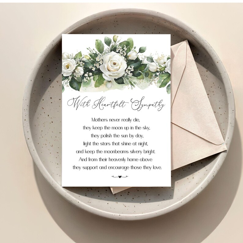Sympathy Card for Loss of Mother, Mothers Never Die, Floral Printable ...