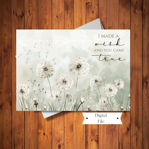 I Made A Wish And You Came True, Jahrestagskarte, Valentinstagskarte, Karte für Freundin, Freund, Mann, Frau, digitaler Sofort Download