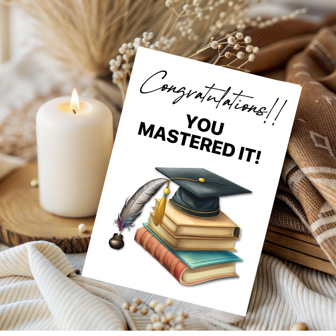 Masters Degree Graduation Card, Congratulations Gift (INSTANT DOWNLOAD ...