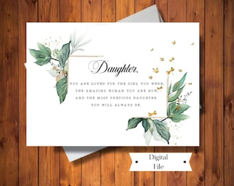 Wunderschöne Geburtstagskarte für Tochter, Tochter You Are Loved Card, Boho Greenery, Digital Card, Instant Download