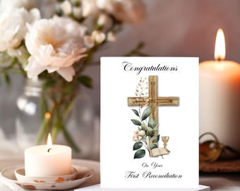 First Reconciliation Printable Card, Christian Reconciliation Card, Christian Sacrament Card Printable, Digital file only