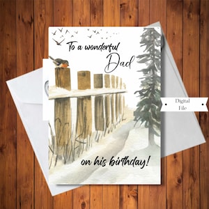 Meraviglioso papà sul suo biglietto di compleanno, biglietto per padre, scena della natura, da figlio o figlia, DOWNLOAD IMMEDIATO stampabile