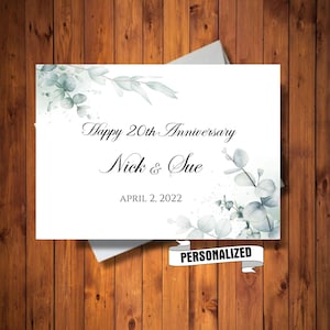 Carte d'anniversaire personnalisée, nom et date personnalisés, carte florale bohème, carte d'anniversaire pour couple, carte numérique personnalisée