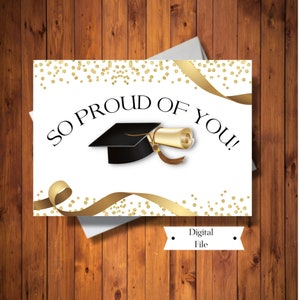 Tarjeta de graduación, "Muy orgulloso de ti", tarjeta de graduación, 8.º grado, preparatoria, universidad, imprimible de graduación, descarga instantánea