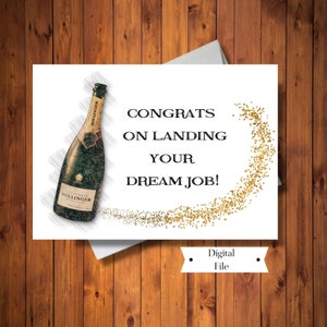 Felicitatiekaart, Landing Your Dream Job Card, Promotiekaart, Nieuwe Jobkaart, Viering Printbare Kaart, INSTANT DOWNLOAD