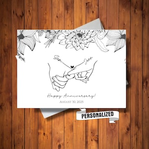 Carte d'anniversaire personnalisée pour couple, nom et date pour homme et femme, carte personnalisée, carte numérique