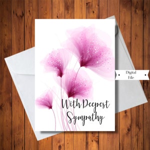 Carte de sympathie, avec la plus profonde sympathie, pour la perte d'un être cher, carte numérique florale, téléchargement immédiat