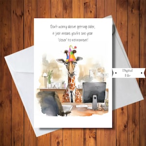 Tarjeta de feliz cumpleaños para un compañero de trabajo, divertida tarjeta de cumpleaños para la oficina, cumpleaños en el trabajo, tarjeta imprimible, tarjeta digital, descarga instantánea