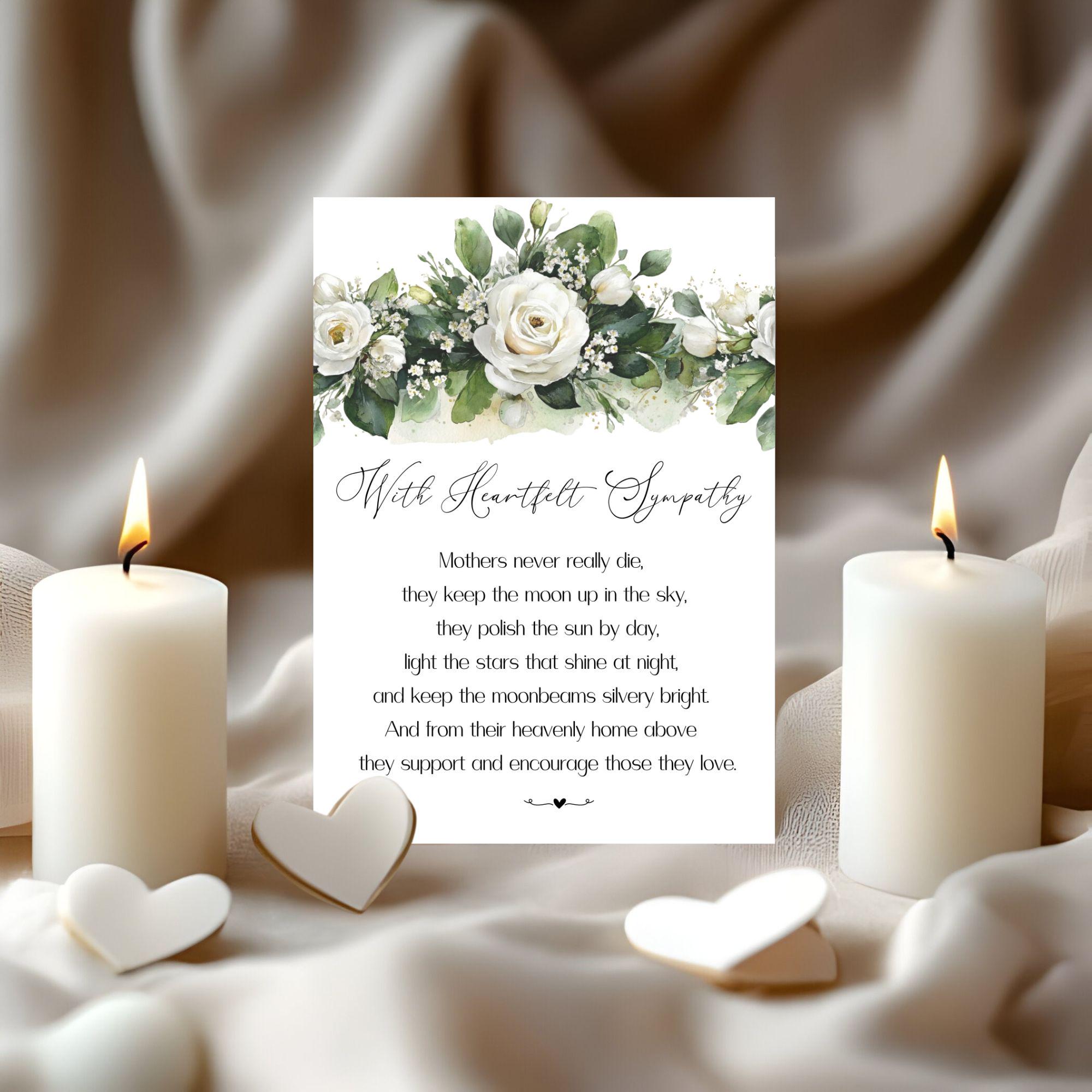Sympathy Card for Loss of Mother, Mothers Never Die, Floral Printable ...