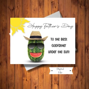 Tarjeta divertida para el Padrino en el Día del Padre, Mejor Padrino Bajo el Sol, Tarjeta Digital, Descarga Instantánea