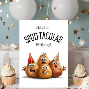 Funny Birthday Card, Spud-Tacular Potatoe Card Printable, Digital File, INSTANT DOWNLOAD