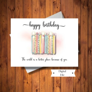 Carte d'anniversaire de personne spéciale, le monde est un meilleur endroit à cause de vous carte, fichier numérique, téléchargement immédiat