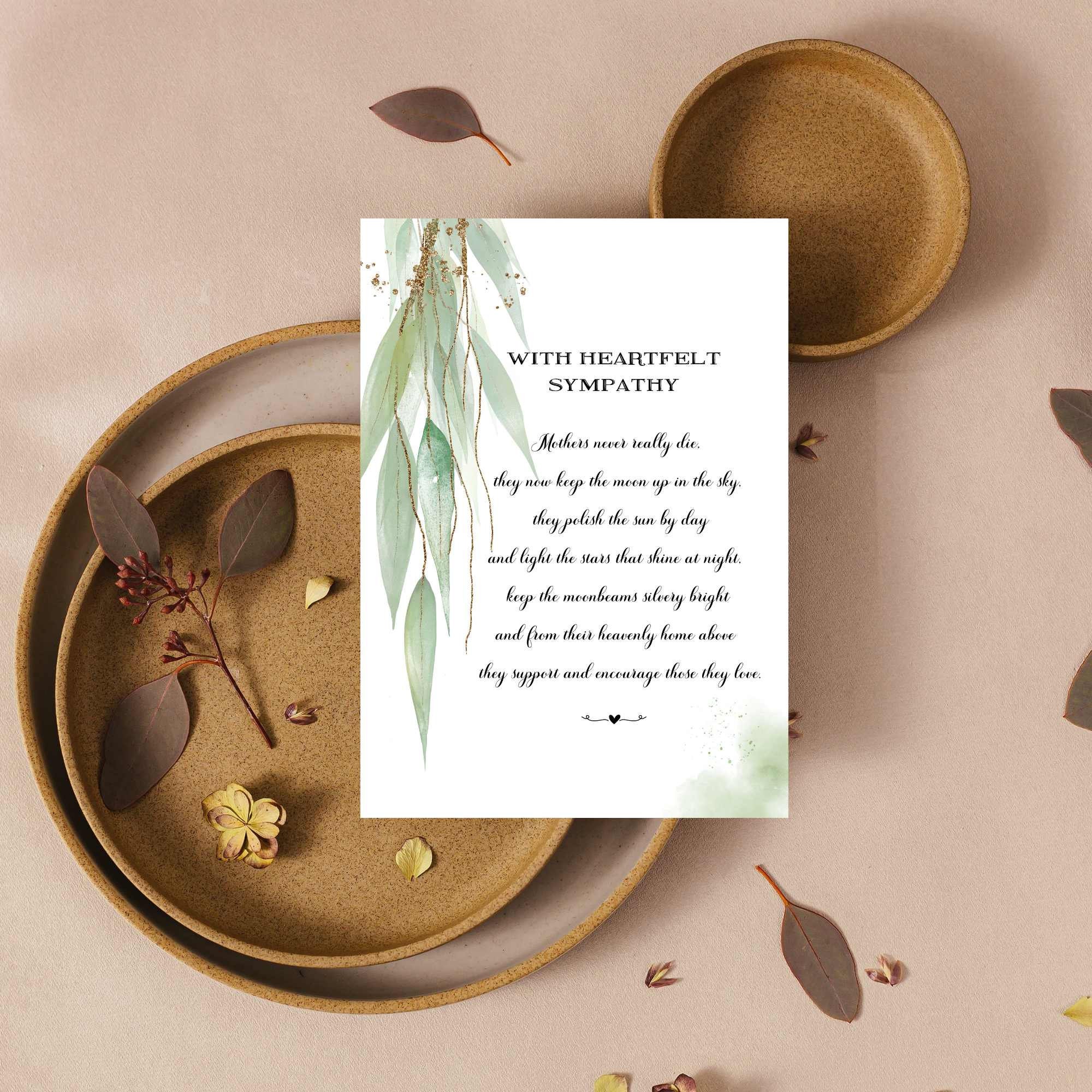 Sympathy Card for Loss of Mother, Mothers Never Die, Floral Printable ...