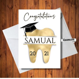 Personalized Graduation Card for Dentist, Dental Hygienist, Dental Assistant, Tooth Card, Custom Name Graduation Card, Digital Card