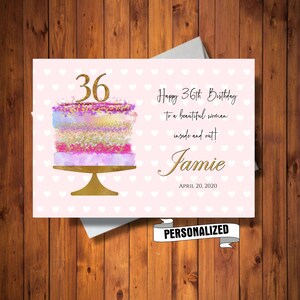Tarjeta de felicitación de cumpleaños personalizada para niña o mujer, para una mujer hermosa por dentro y por fuera, tarjeta de cualquier edad, tarjeta digital personalizada
