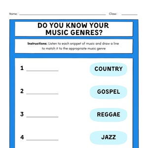 Do You Know Your Music Genres Worksheet