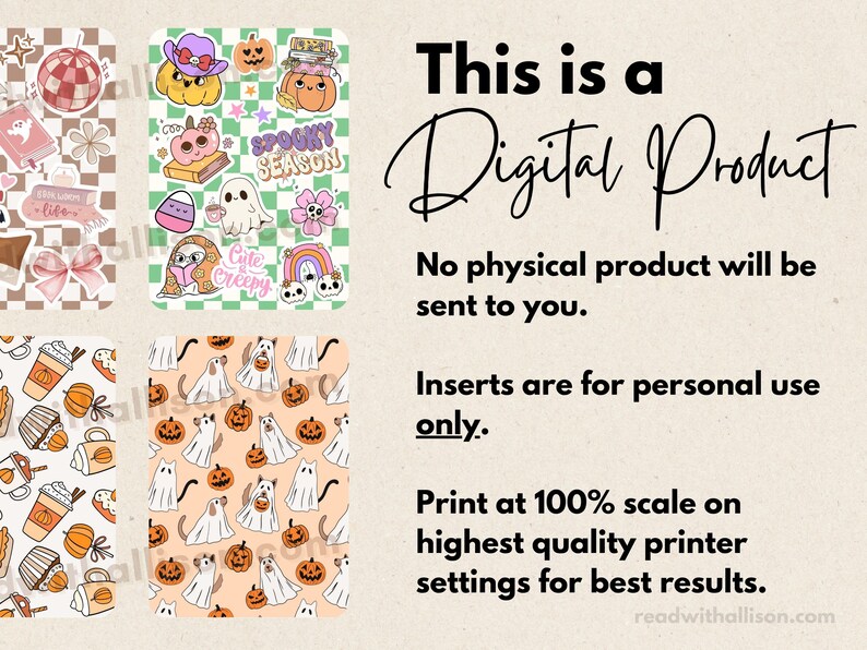 Fall Halloween Printable Kindle Clear Case Insert, Digital Download