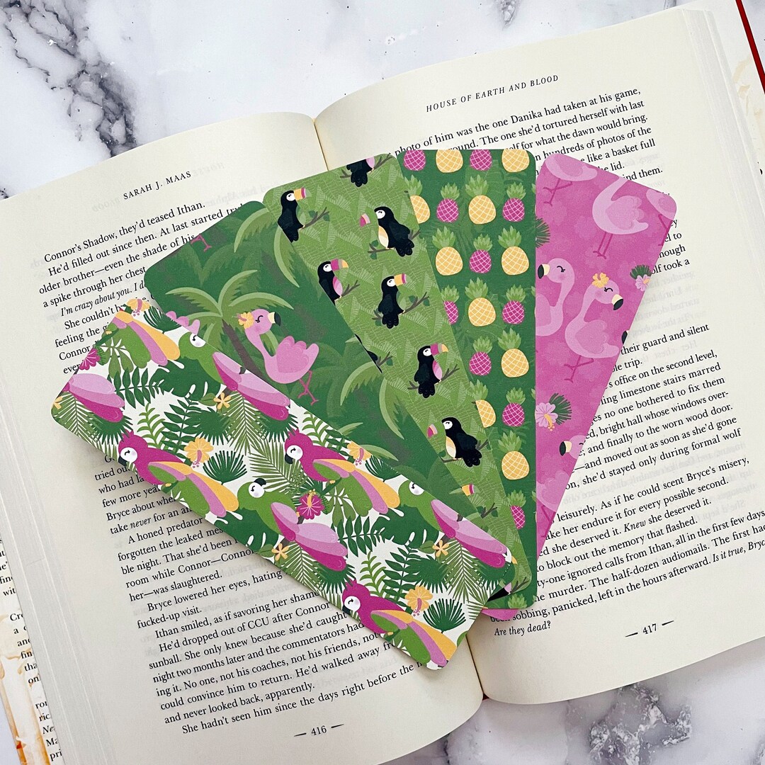 Tropical Summer Bookmarks Laminated Bookmarks Individual Etsy