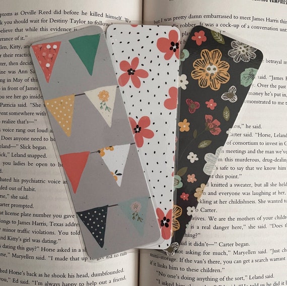 Spring Bookmarks Floral Bookmarks Double Sided Laminated Etsy
