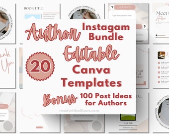 Autor Instagram Post Vorlagen: Bearbeitbares Canva Bundle (Digitaler Download)
