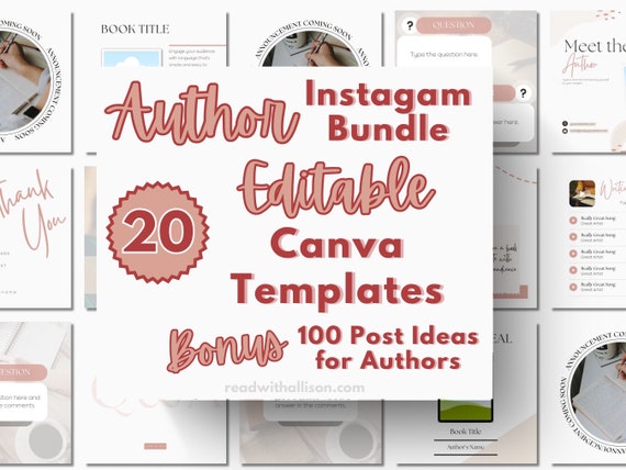 Author Instagram Post Templates: Editable Canva Bundle (Digital Download)