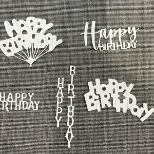 Confezione da 5 fustelle "Buon Compleanno" / Carta color crema / Materiali per la creazione di biglietti d'auguri