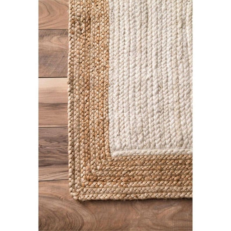 Natural jute Area rug large area rug living area rug modern area rug white jute rug Unique jute rug 画像 3