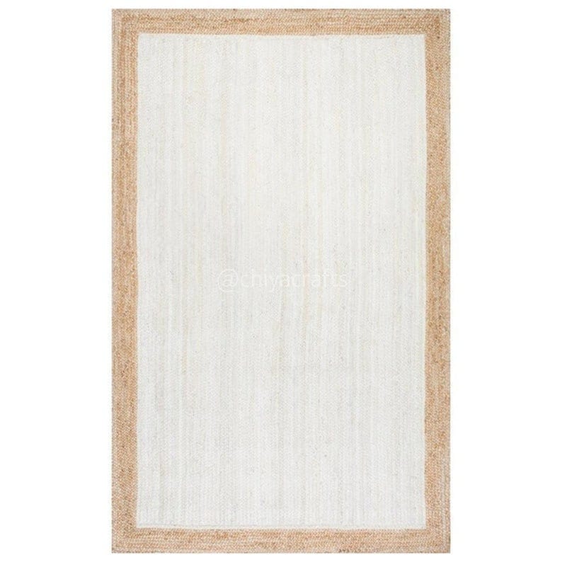 Natural jute Area rug large area rug living area rug modern area rug white jute rug Unique jute rug image 2