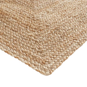 Inidan tejido a mano de fibra natural negro blanco azul alfombra de yute beige, alfombras de yute, alfombra de yute Boho Decor, alfomb imagen 2