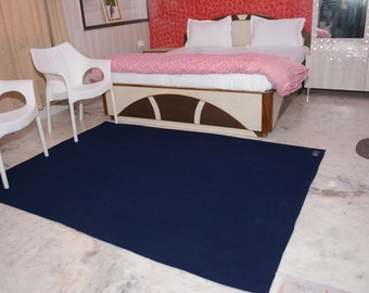 Alfombra azul rectangular bohemia trenzada a mano algodón/alfombras para dormitorio/alfombra de noche/alfombra de algodón reciclado/alfombra orgánica/alfombra hecha a mano