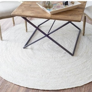 Indian Handmade Beige White  jute rug, cool rug, Round Rug, Jute Round Braided Rug, Bohemian Rug, Turkish Kilim Rug, Circular Rug