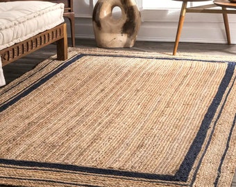 Handmade Natural jute Area Rug, Natural area rug  Natural Rug Living room  jute rug for bedroom .