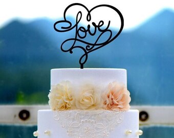 Love Cake Topper in acrylic (wide range of colours available