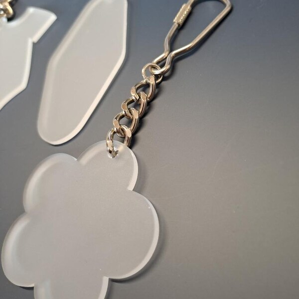 Clear Frost Acrylic Keyring blanks (with or without chain)