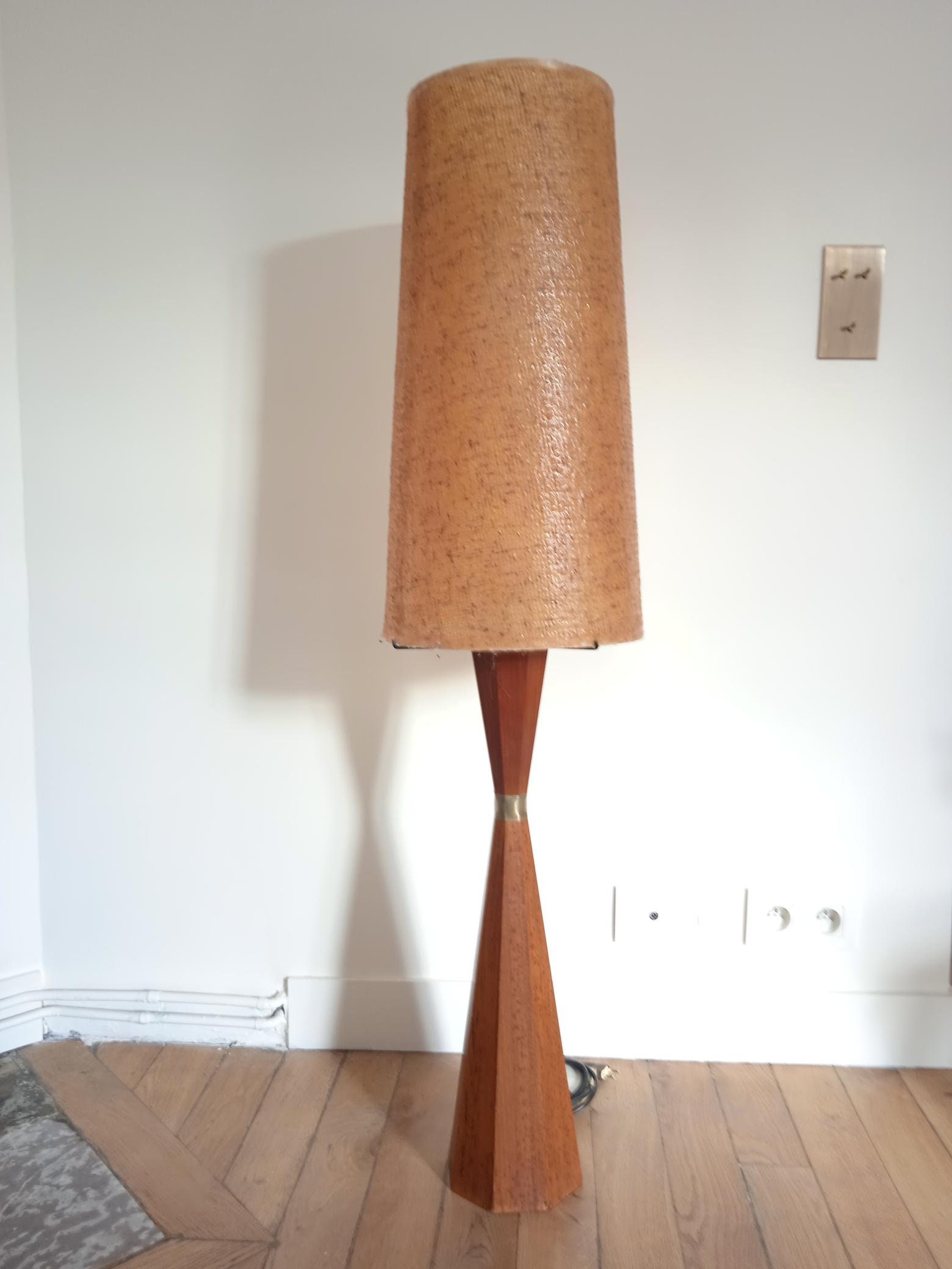 Lampadaire Scandinave 1960 Palissandre et Resine