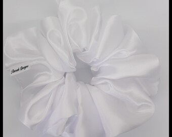 Jumbo Size Scrunchie- The Olivia - White Satin