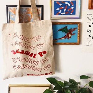 SALAMAT po tagalog Filipino pride silk screened reusable eco-friendly recycled cotton canvas tote bag