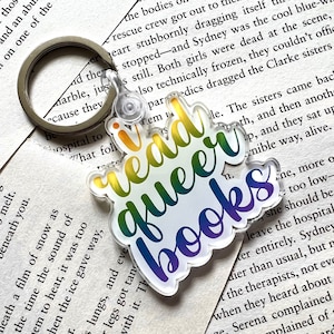 I READ QUEER BOOKS | Pride Keychain | Queer Keychain | Pride Keyring | lgbtqia+ Keychain | Pride Gifts | Pride Merch | Queer Bookish Merch