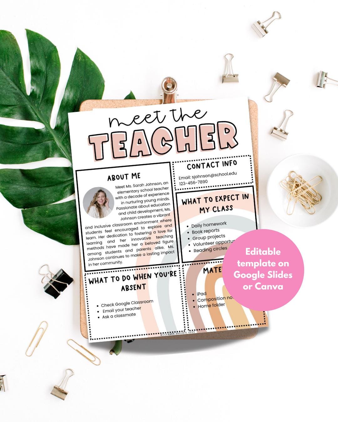 Meet the Teacher | Boho Theme | Editable Google Slides Canva - Etsy