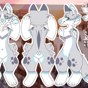 Fursuit Furry Fursona Reference Sheet: Three Views