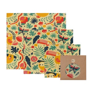Beeswax wrap set (S, M, L) &quot;Jungle&quot;