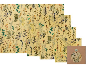 Beeswax wrap set (S, M, L, XL) &quot;Meadow&quot;