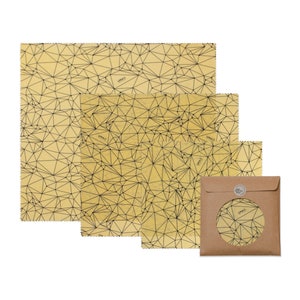 Beeswax wrap set (S, M, L) &quot;Modern honeycomb&quot;