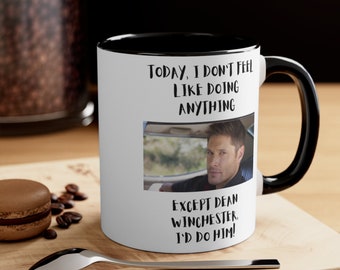 Supernatural Dean Winchester Mug, Funny Coffee Cup, Fan Mug, Best Friend Gift, Anti-Possession Symbol, Dean Winchester Fan I'd Do Him Mug 2